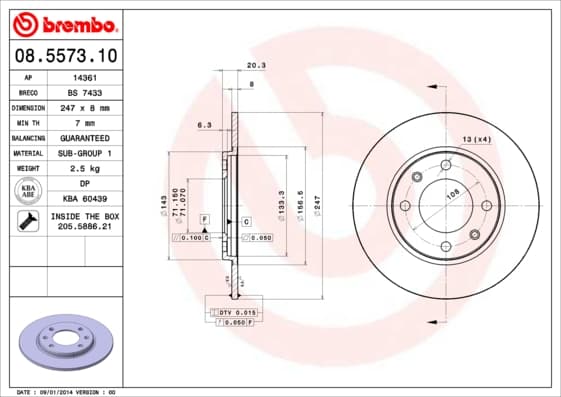 BREMBO Brzdový kotúč 08557310 1