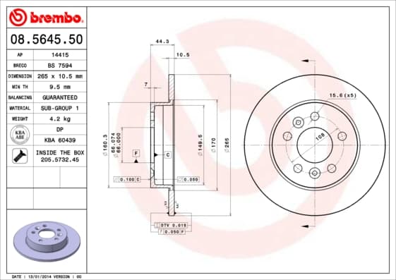 BREMBO Brzdový kotúč 08564550 1