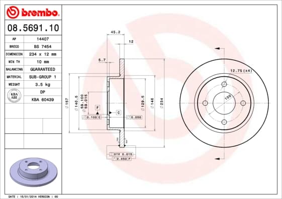 BREMBO Brzdový kotúč 08569110 1