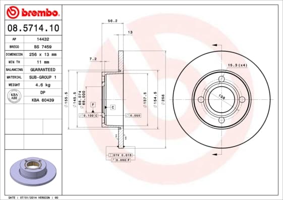 BREMBO Brzdový kotúč 08571410 1