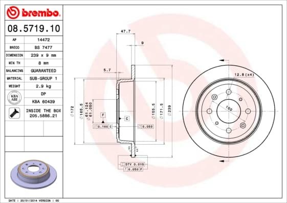 BREMBO Brzdový kotúč 08571910 1