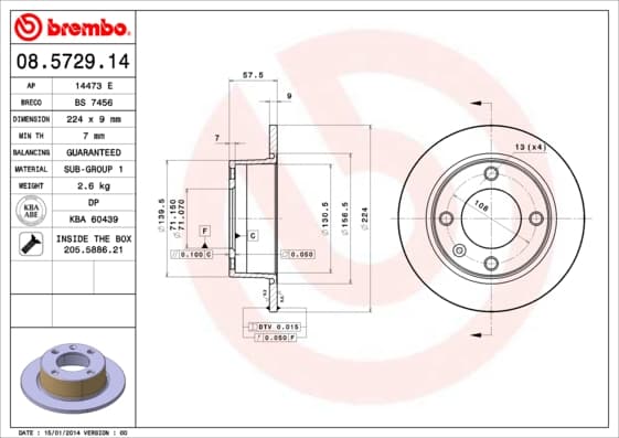 BREMBO Brzdový kotúč 08572914 1