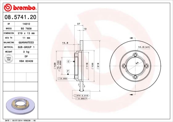 BREMBO Brzdový kotúč 08574120 1