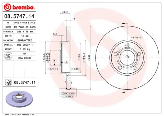 BREMBO Brzdový kotúč 08574711 1