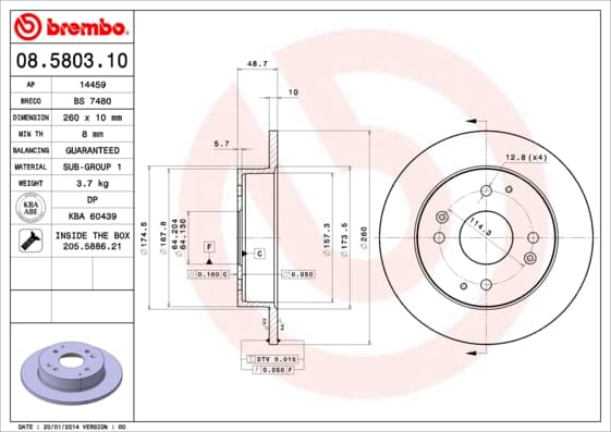 BREMBO Brzdový kotúč 08580310 1