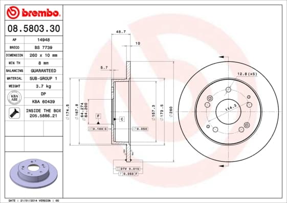 BREMBO Brzdový kotúč 08580330 1