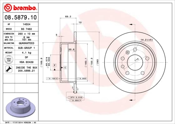 BREMBO Brzdový kotúč 08587910 1