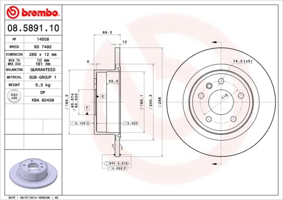 BREMBO Brzdový kotúč 08589110 1