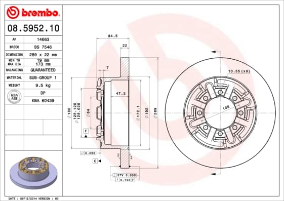 BREMBO Brzdový kotúč 08595210 1