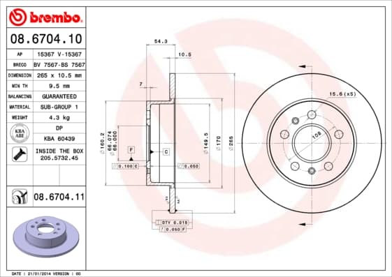 BREMBO Brzdový kotúč 08670411 1
