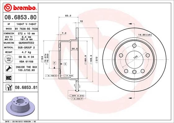 BREMBO Brzdový kotúč 08685381 1