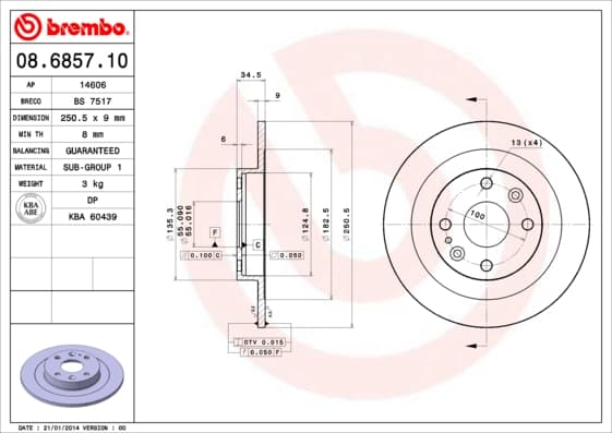 BREMBO Brzdový kotúč 08685710 1