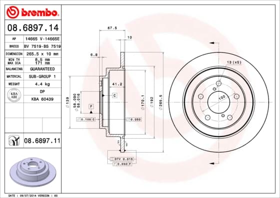 BREMBO Brzdový kotúč 08689711 1