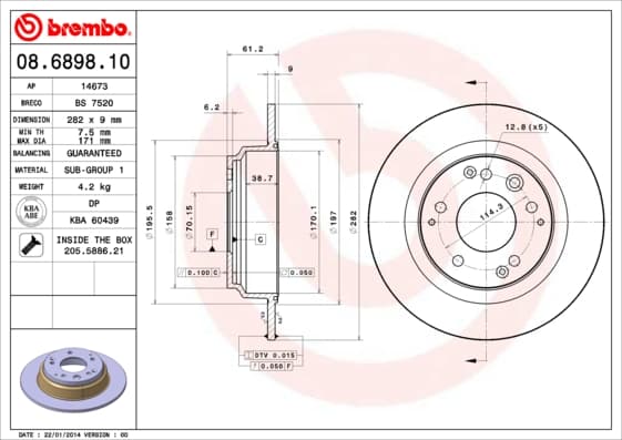BREMBO Brzdový kotúč 08689810 1