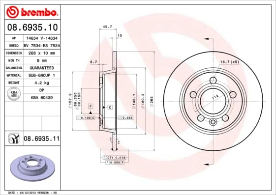 BREMBO Brzdový kotúč 08693511 1