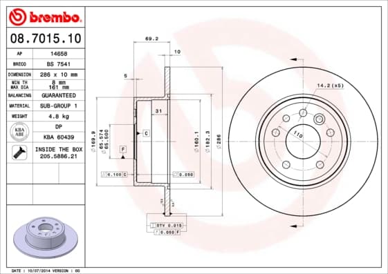 BREMBO Brzdový kotúč 08701510 1