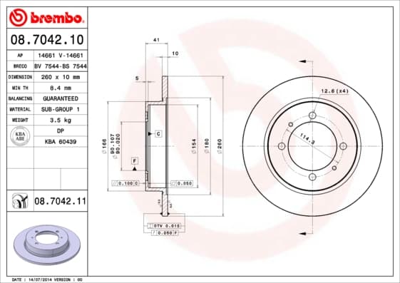 BREMBO Brzdový kotúč 08704211 1