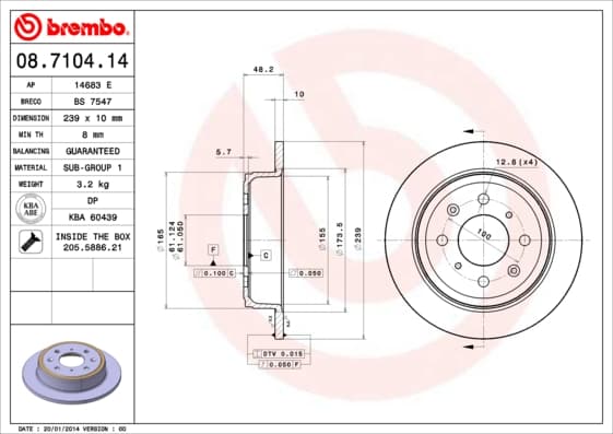 BREMBO Brzdový kotúč 08710414 1