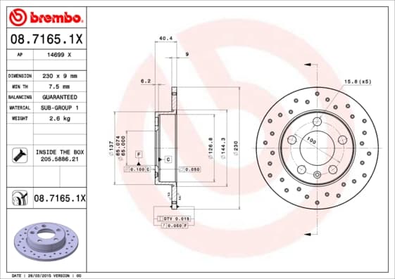 BREMBO Brzdový kotúč 0871651X 1