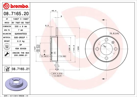 BREMBO Brzdový kotúč 08716521 1
