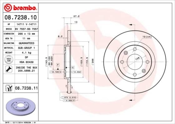 BREMBO Brzdový kotúč 08723811 1