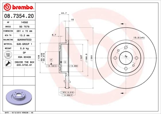 BREMBO Brzdový kotúč 08735420 1