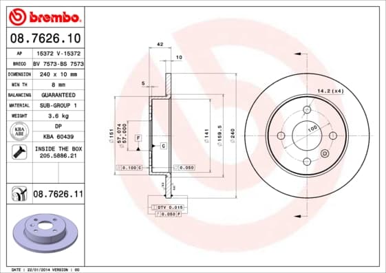 BREMBO Brzdový kotúč 08762611 1