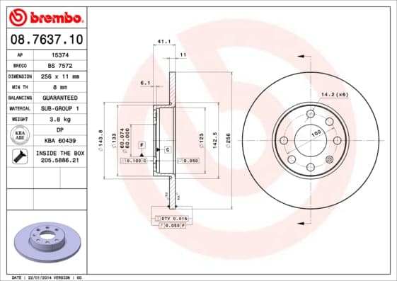 BREMBO Brzdový kotúč 08763710 1