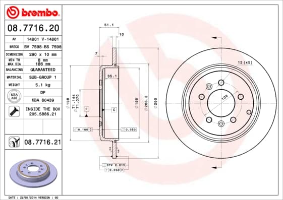 BREMBO Brzdový kotúč 08771621 1