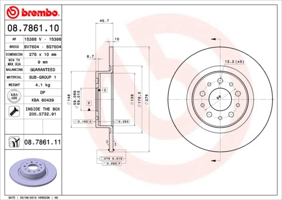 BREMBO Brzdový kotúč 08786111 1