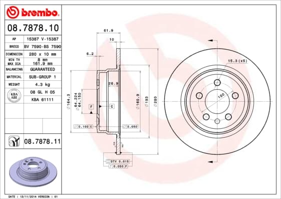 BREMBO Brzdový kotúč 08787811 1