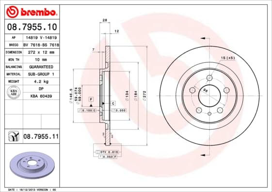 BREMBO Brzdový kotúč 08795511 1