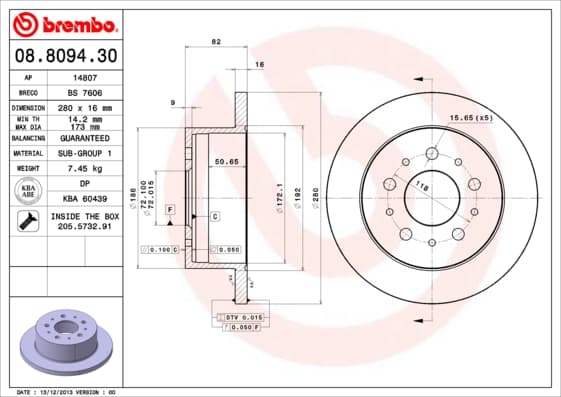 BREMBO Brzdový kotúč 08809430 1