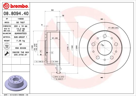 BREMBO Brzdový kotúč 08809440 1