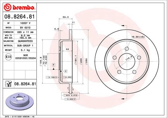 BREMBO Brzdový kotúč 08.8264.81 1