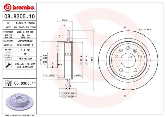 BREMBO Brzdový kotúč 08830511 1