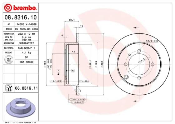 BREMBO Brzdový kotúč 08831611 1