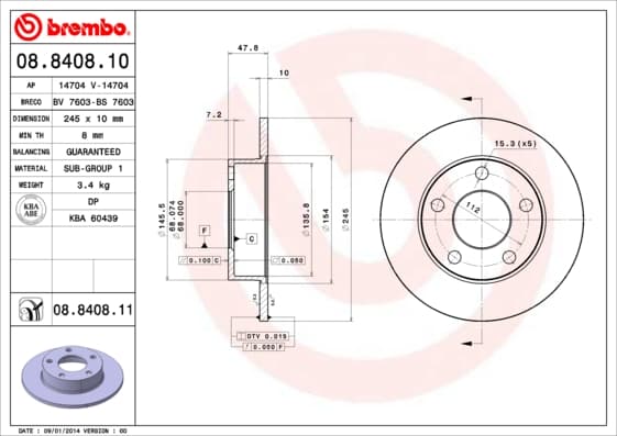 BREMBO Brzdový kotúč 08840811 1