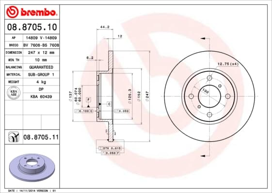 BREMBO Brzdový kotúč 08870511 1
