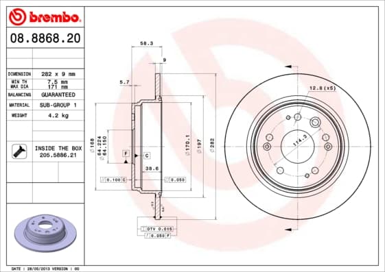 BREMBO Brzdový kotúč 08886820 1