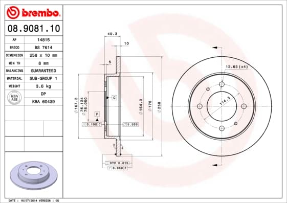 BREMBO Brzdový kotúč 08908110 1