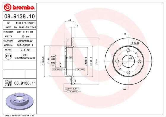 BREMBO Brzdový kotúč 08913810 1