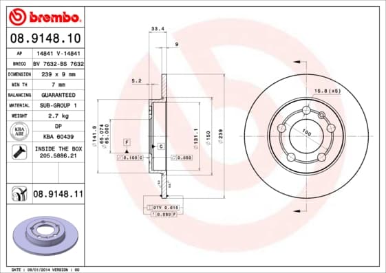 BREMBO Brzdový kotúč 08914811 1