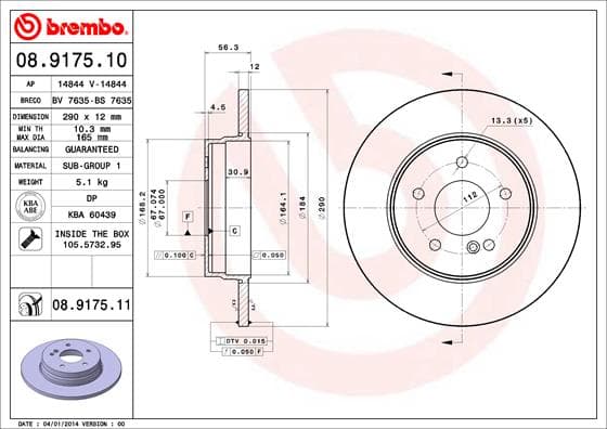 BREMBO Brzdový kotúč 08917511 1