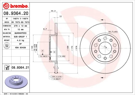 BREMBO Brzdový kotúč 08936421 1