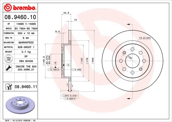 BREMBO Brzdový kotúč 08946011 1