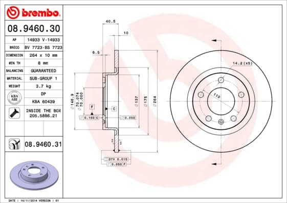 BREMBO Brzdový kotúč 08946031 1