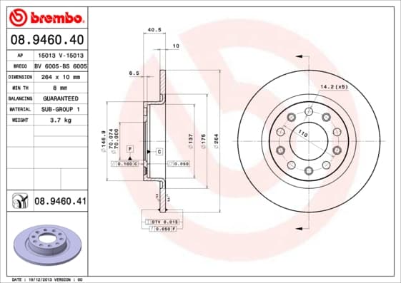 BREMBO Brzdový kotúč 08946041 1