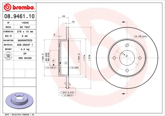 BREMBO Brzdový kotúč 08946110 1