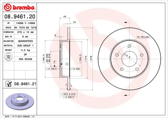BREMBO Brzdový kotúč 08946121 1